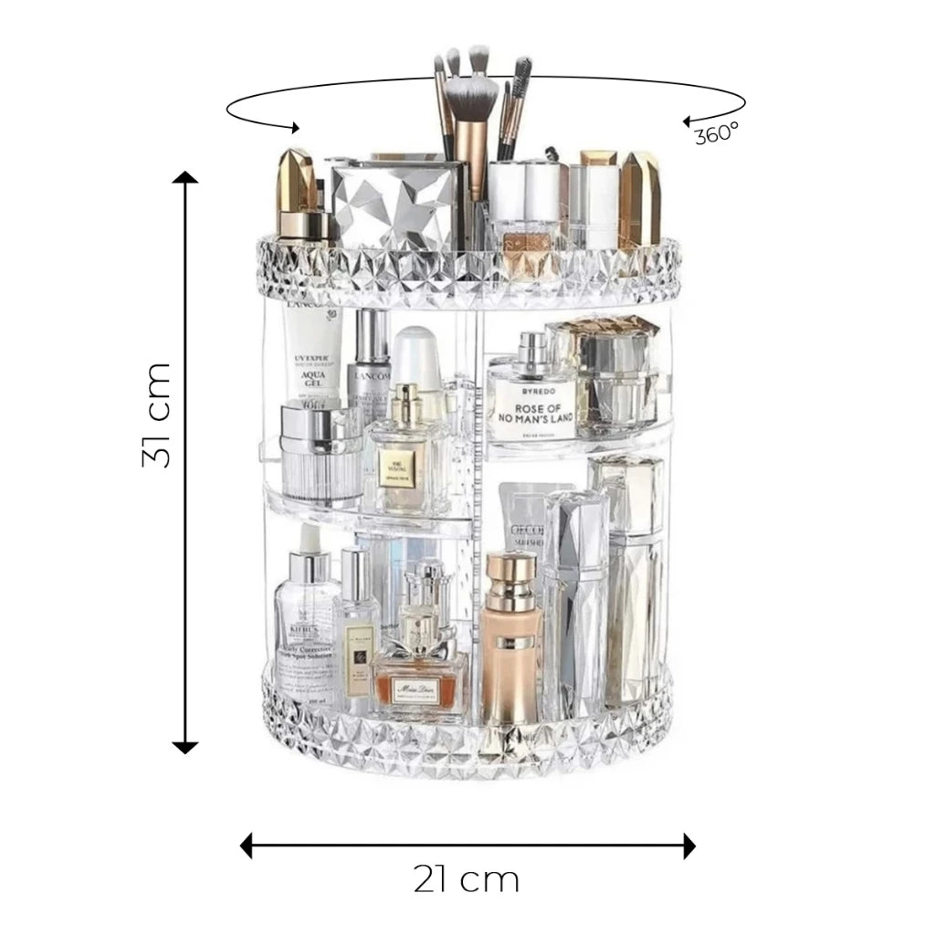 Crystal Spin Tower — Organizador Acrílico Giratório 360º