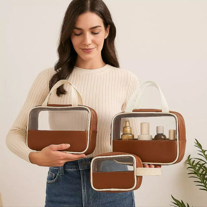 Crystal Lux Set — Trio de Necessaires Transparentes Premium
