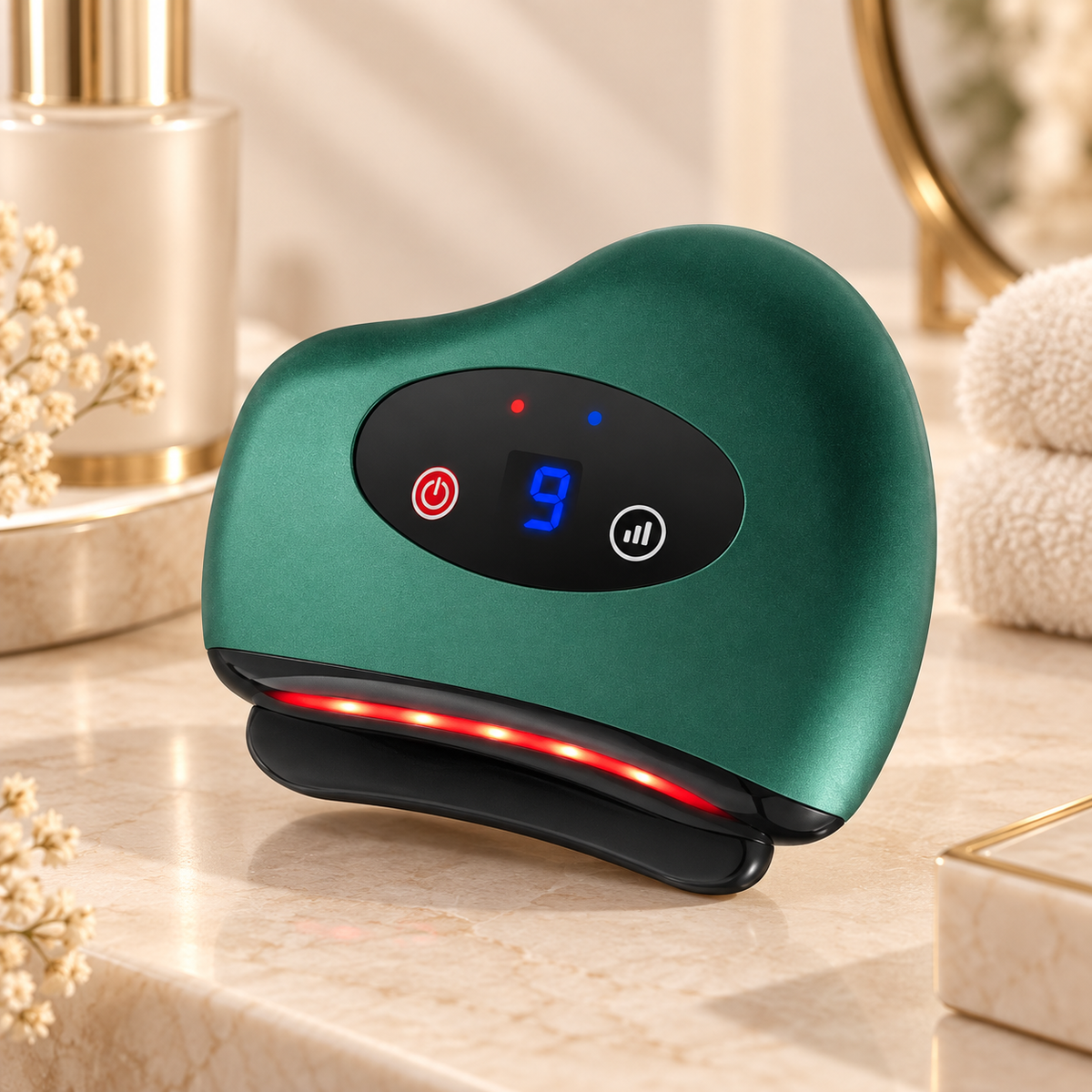 Warm Glow — Massageador Facial Guasha Elétrico com Luz Vermelha
